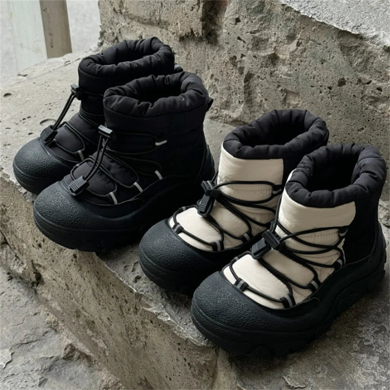 Kids Snow Boots with Toggle Laces, Warm Fur Lining and Rubber Soles for Boys and Girls, Winter Outdoor Shoes in EU Sizes 26-37