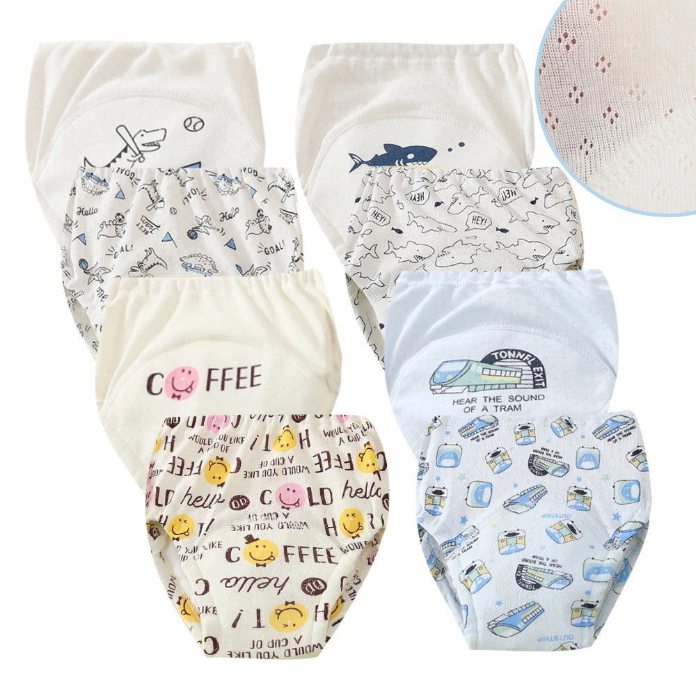 Washable Potty Training Pants Multipack, 4 or 8 Reusable Toddler Underwear Briefs with Printed Designs for Daytime Toilet Learning, Sizes S-XL