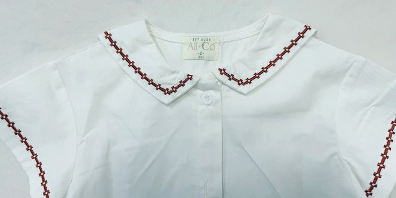 Matching Sibling Clothes with Classic Blue Trim, Shirts, Shorts, Overalls, Dresses and Cardigan Options for Baby Boys, Girls and Kids