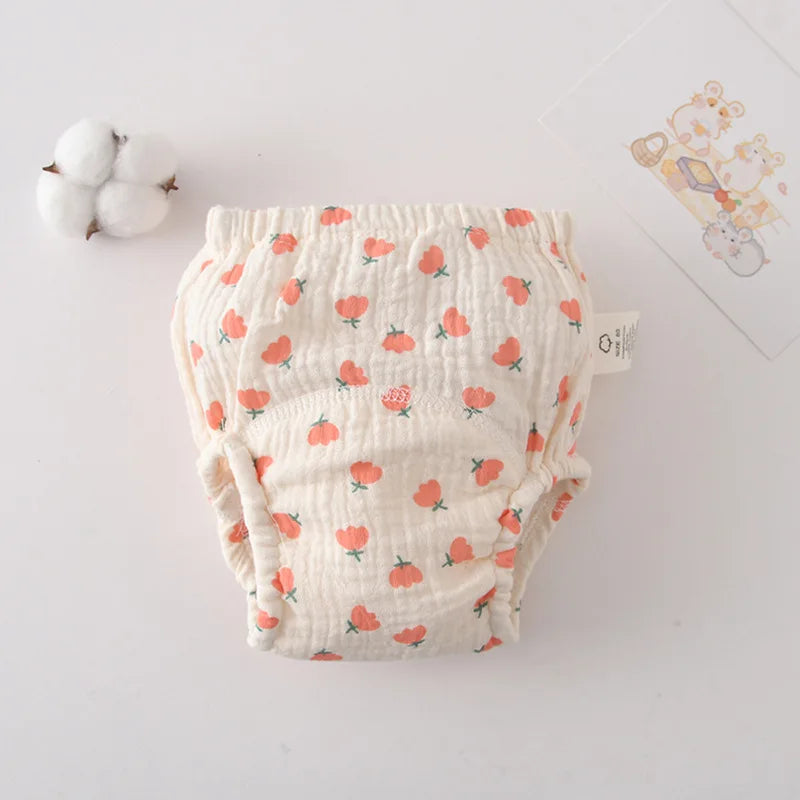 Printed Cotton Potty Training Pants, Single Reusable Learning Underwear with Pull-On Waist for Babies and Toddlers in Sizes 80–110