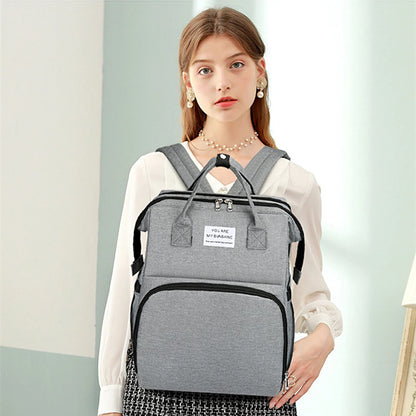 Diaper Backpack with Three Insulated Bottle Pockets and Fold-Out Changing Station, Multi-Pocket Baby Supply Bag for Moms and Dads on Everyday Outings