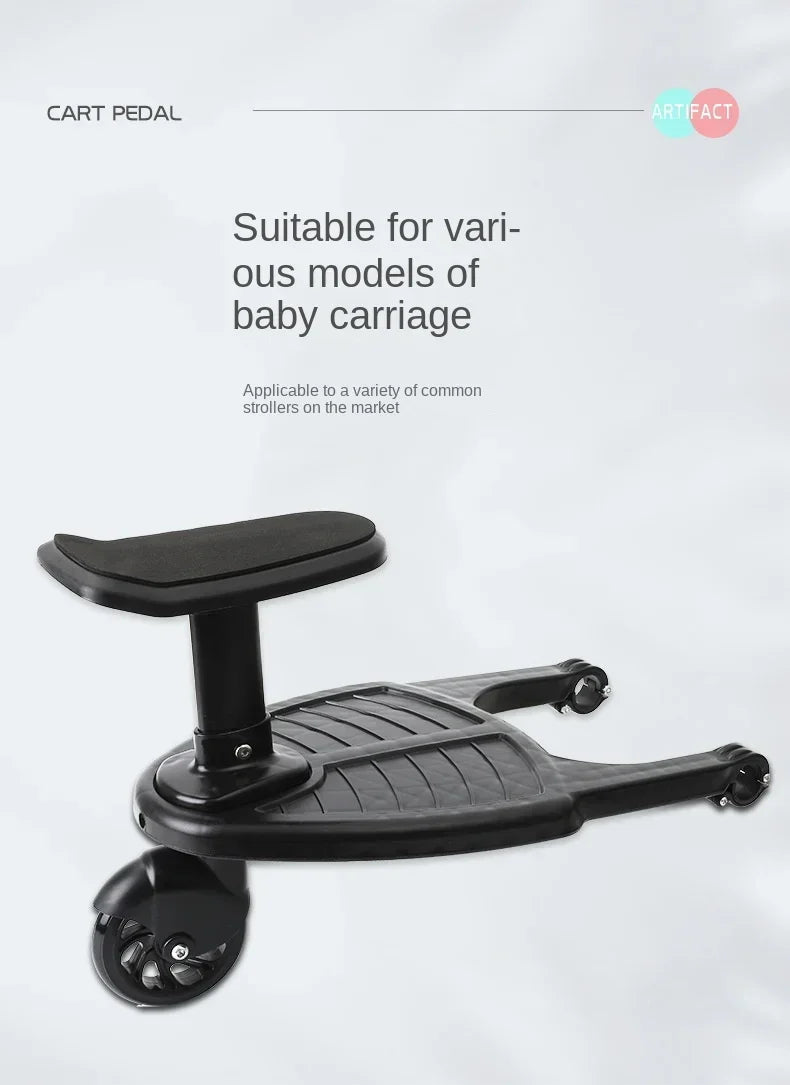 Stroller Ride-On Board with Detachable Seat, Sit or Stand Platform for a Second Child Ages 3-7, Single or Double Wheel Color Options