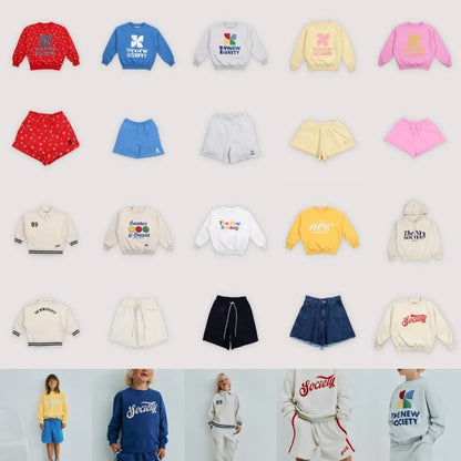 Kids Graphic Sweatshirts and Shorts Clothing Options, Colorful Letter Print Crewneck Tops and Casual Bottoms for Boys and Girls in Sizes 2Y-12Y