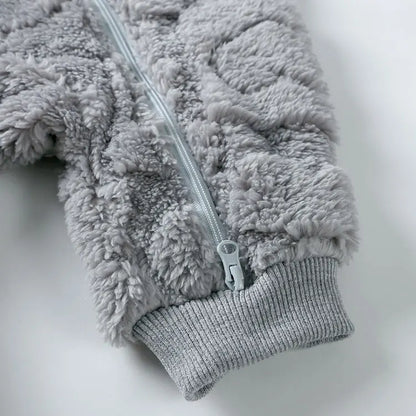 Baby Hooded Winter Romper with Long Sleeves and Cartoon Design, Cozy One-Piece Outfit for Infant Boys and Girls in Sizes 0 to 18 Months