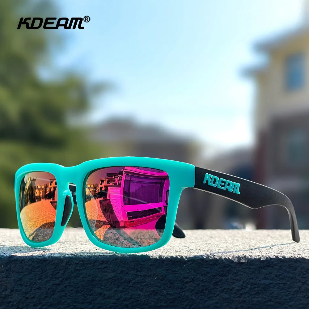 Kids Square Polarized Sunglasses by KDEAM, Lightweight TR90 Frames with Silicone Nose Pads for Boys and Girls Outdoor Play and Travel