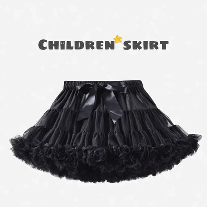 Girls Bow Waist Tutu Skirt with Fluffy Tulle Layers and Satin Lining, Adjustable Elastic Waist Pettiskirt for Birthdays, Dance and Dress Up