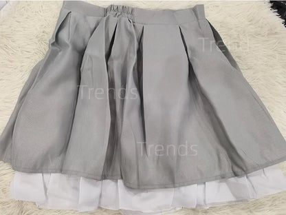 Akemi Homura Cosplay Uniform with White Coat, Gray Skirt, Purple Bows and Stockings, Anime Character Outfit for Halloween and Convention Events