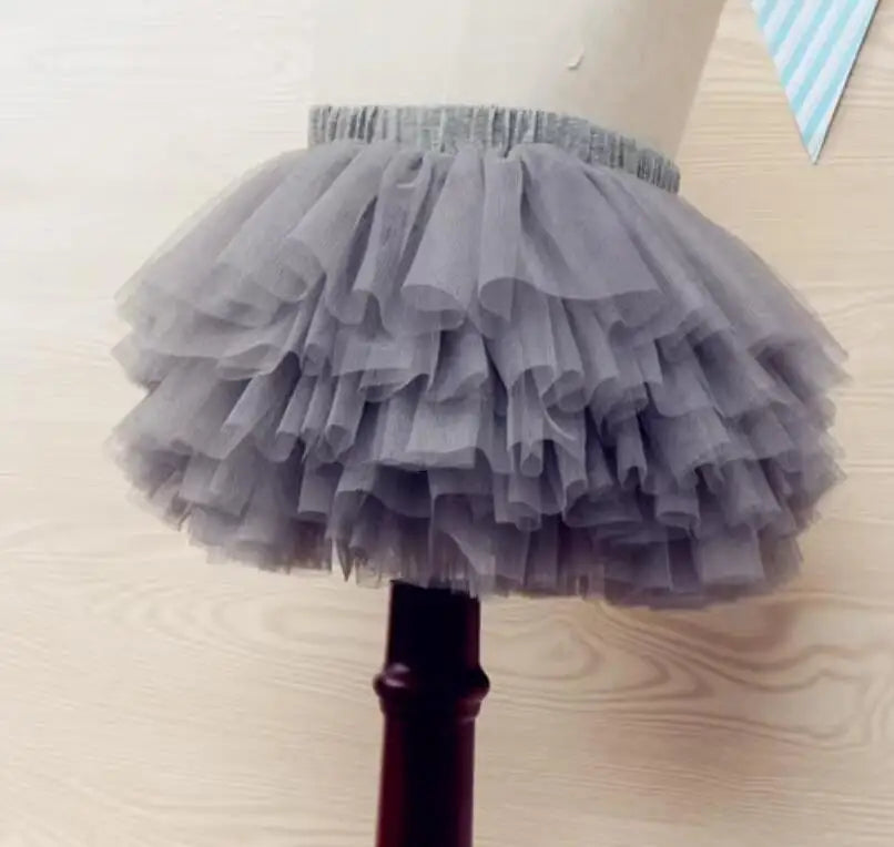Tiered Tulle Tutu Skirt for Toddler and Little Girls with Gathered Waistband, Fluffy Solid Color Pettiskirt for Birthdays, Dance and Dress-Up