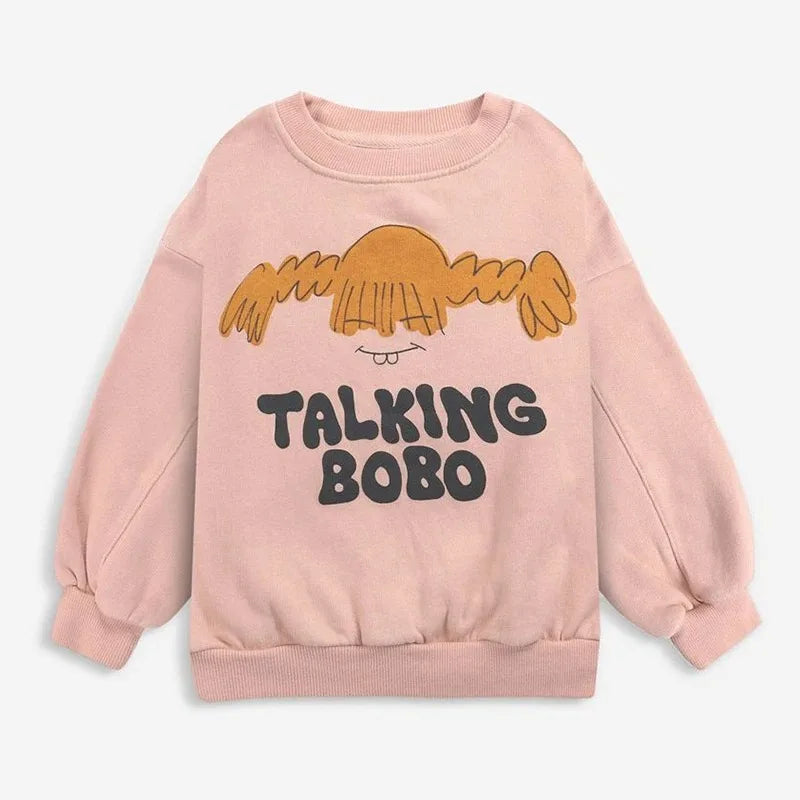 Cartoon Crewneck Sweatshirt for Kids with Long Sleeves, Animal Flower and Letter Print Pullover Options for Toddler Boys and Girls, Sizes 18-24M to 10-11Y
