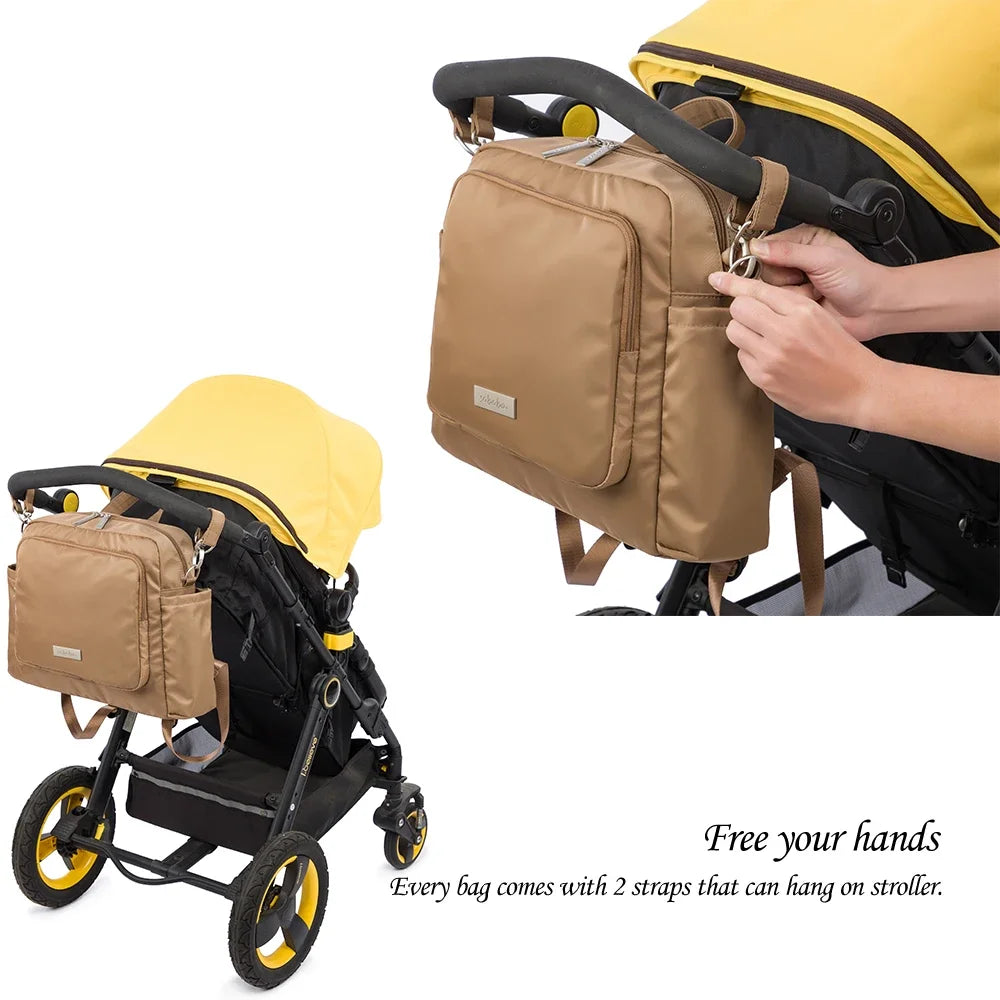 Diaper Bag Backpack with Wide Front Zip Pocket, SOBOBA Baby Essentials Organizer with Side Pockets and Top Handle, 34 x 32 x 12 cm