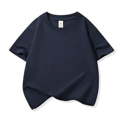 Kids Solid Color Cotton T-Shirt, 180gsm Short Sleeve Crewneck Basic Tee for Boys and Girls in 18 Colors for Summer and Everyday Casual Outfits
