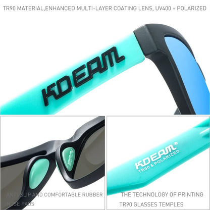 Kids Square Polarized Sunglasses by KDEAM, Lightweight TR90 Frames with Silicone Nose Pads for Boys and Girls Outdoor Play and Travel