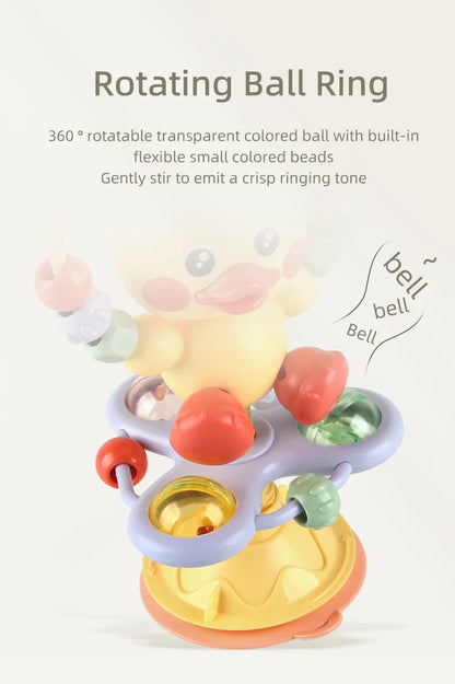 Animal Suction Activity Toy with Colorful Beads and Rattle Rings, Cartoon Tabletop Play Accessory for Supervised Reaching and Hands-On Exploration