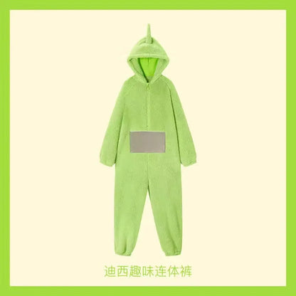 Teletubbies Hooded Onesie Costume for Kids and Adults, Soft Long-Sleeve Character Jumpsuit for Cosplay, Halloween and Family Dress-Up