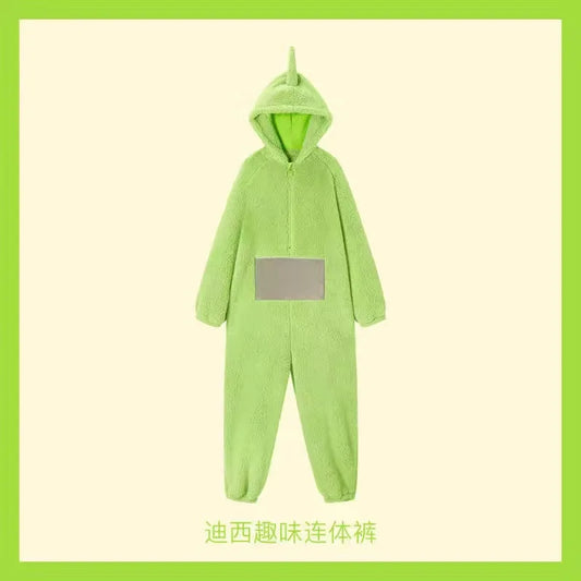 Teletubbies Hooded Onesie Costume for Kids and Adults, Soft Long-Sleeve Character Jumpsuit for Cosplay, Halloween and Family Dress-Up