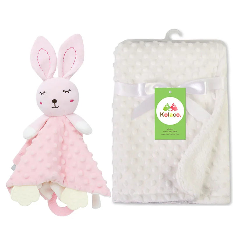 Personalized Minky Baby Blanket and Animal Lovey Options with Custom Name Embroidery, Textured Dot Keepsake for Boys and Girls and Baby Shower Gifts