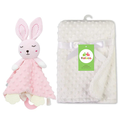 Personalized Minky Baby Blanket and Animal Lovey Options with Custom Name Embroidery, Textured Dot Keepsake for Boys and Girls and Baby Shower Gifts