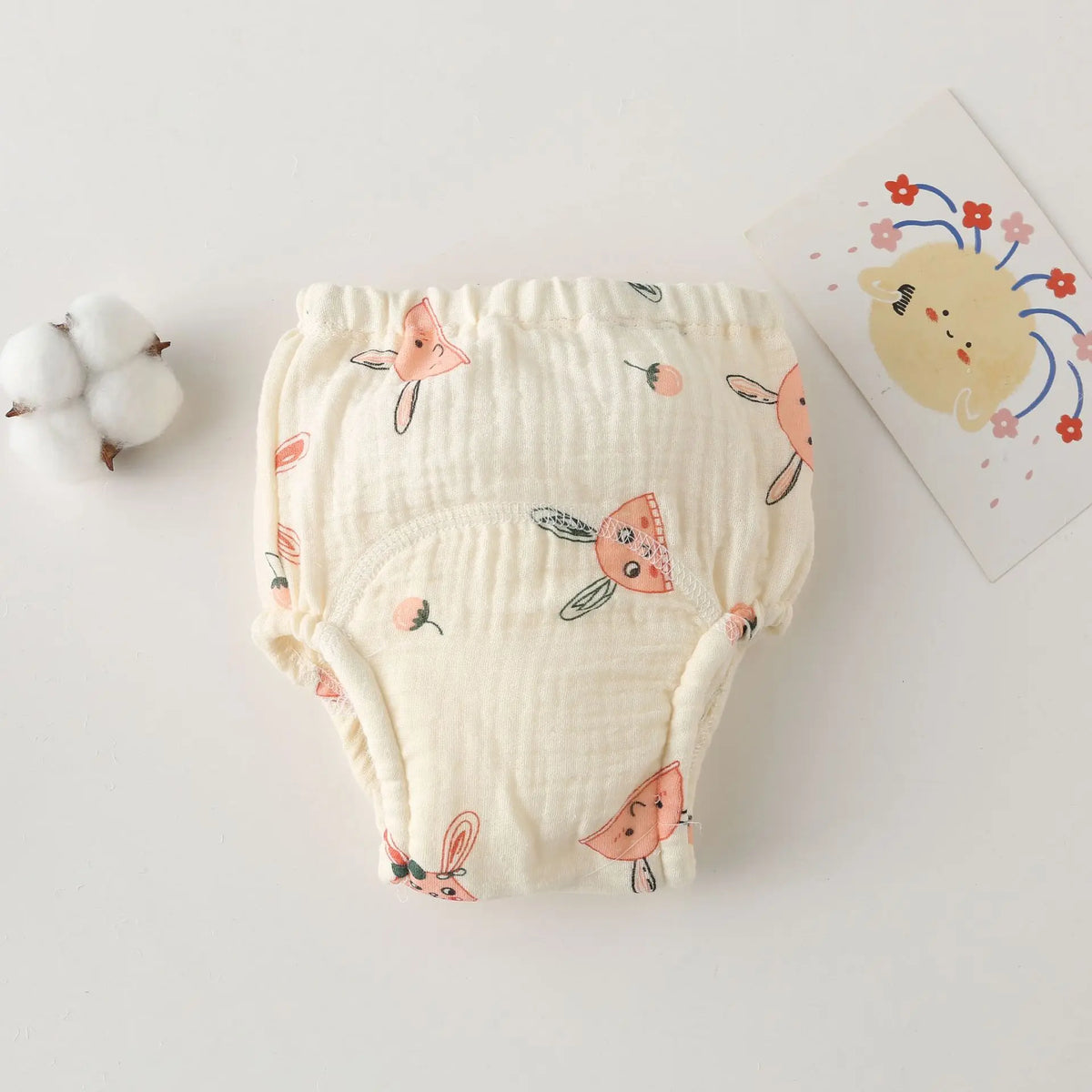 Printed Cotton Potty Training Pants, Single Reusable Learning Underwear with Pull-On Waist for Babies and Toddlers in Sizes 80–110