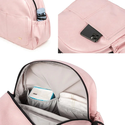Nappy Changing Backpack by Soboba with Front Slip Pockets, Side Storage and Top Handle, Solid-Color Diaper Bag for Baby Essentials and Parent Outings