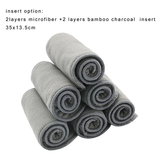 Cloth Diaper Starter Set by Happyflute, 8 Adjustable Pocket Baby Diapers with 8 Bamboo Charcoal Inserts, Washable PUL Covers and Snap Closures