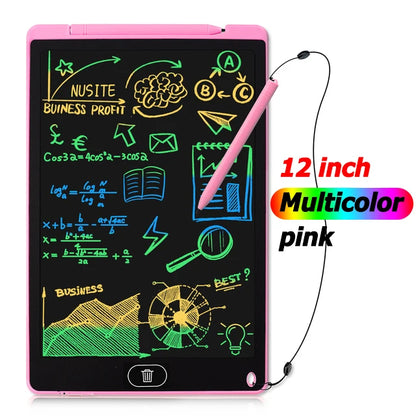 12-Inch LCD Handwriting Pad for Kids, Color Drawing Tablet and Portable Writing Board for Creative Doodles, Letter Practice and Learning Activities
