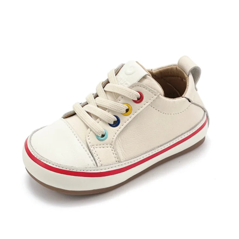 Toddler Colorful Eyelet Sneakers with Lace-Up Front and Contrast Sole Stripe, Beige or Yellow Baby Boys and Girls Casual Spring and Fall Shoes