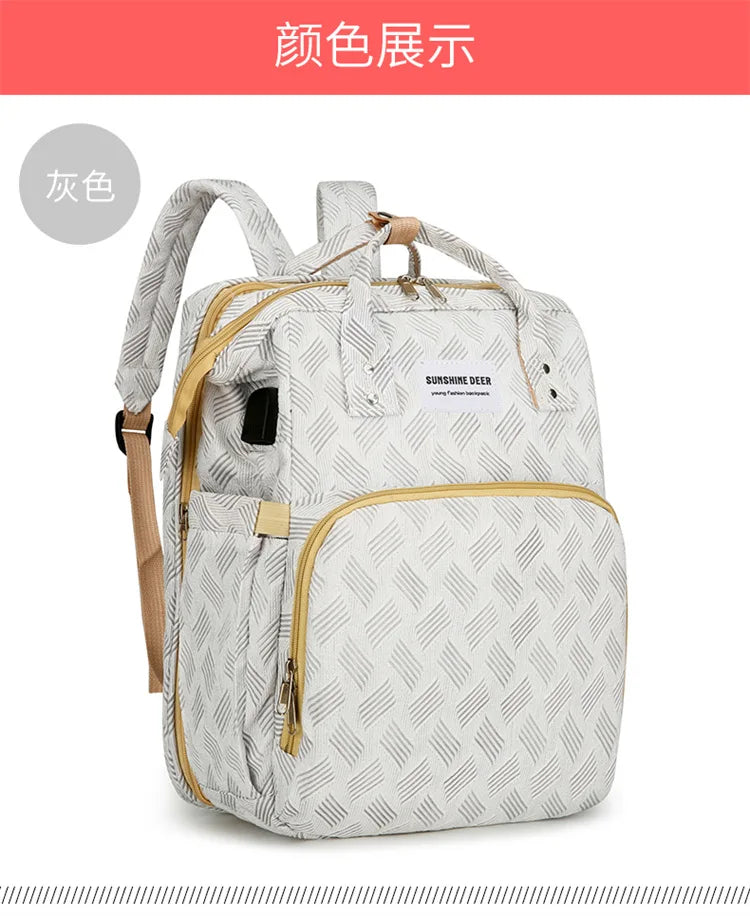 Convertible Diaper Bag Backpack with Fold-Out Changing Area and Stroller Hooks, 30 x 20 x 40 cm Baby Essentials Organizer for Parents