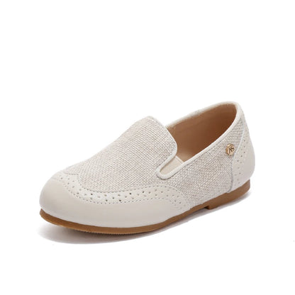 Children Dress Flats in Classic Loafer and T-Strap Styles, Beige Occasion Shoes for Boys and Girls, Weddings, Parties and Family Photos