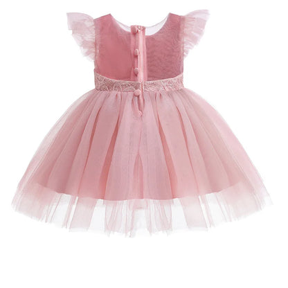 Baby Baptism Gown for Girls with Long Sleeves, Lace Details and Cotton Lining, Dress and Cap Set for Christening and First Birthday Photos