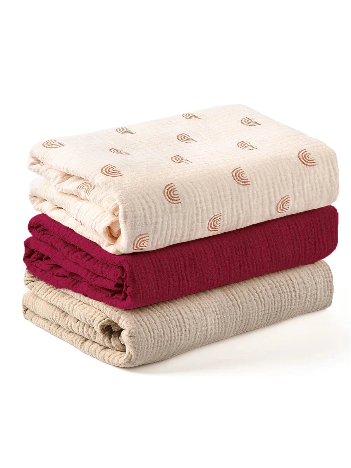 3-Piece Muslin Receiving Blanket Set for Newborn Care, Soft Breathable Baby Wraps with Printed and Solid Design Options in 120 x 100 or 80 x 65 cm
