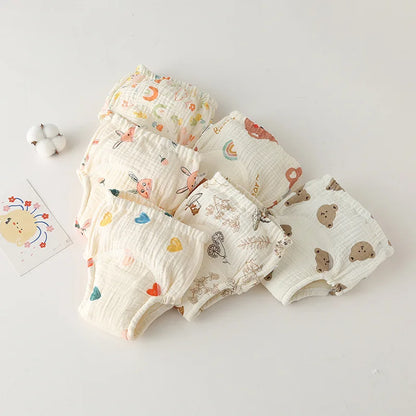Printed Cotton Potty Training Pants, Single Reusable Learning Underwear with Pull-On Waist for Babies and Toddlers in Sizes 80–110