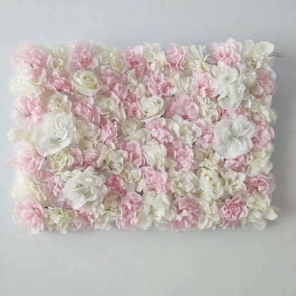 Artificial Flower Wall Panels with Fabric Roses, 40 x 60 cm Reusable Floral Backdrop for Baby Showers, Weddings, Birthdays & Home Decor