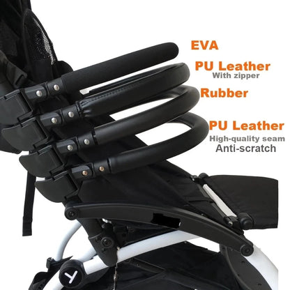 Pushchair Front Bumper Bar for YOYO, YOYO2 and YOYO3 Compatible Frames, MomTan Armrest with Zippered PU Leather, Seamed PU Leather, Rubber or EVA Options