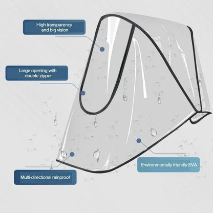 Transparent Stroller Rain Cover with PVC or Zippered EVA Options, Clear Pram Weather Shield with Ventilation Holes for Rainy-Day Family Outings