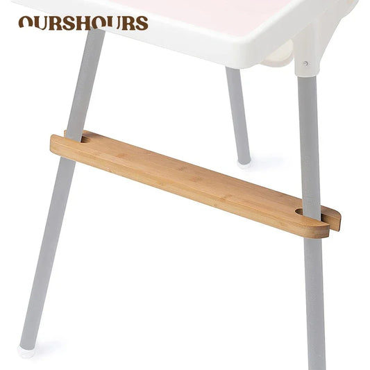 Bamboo High Chair Footrest for Babies, Wooden Foot Support Board with Slotted Ends for Compatible Feeding Chairs and Supervised Mealtimes