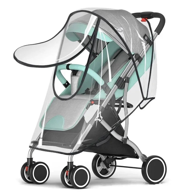 Transparent Stroller Rain Cover with PVC or Zippered EVA Options, Clear Pram Weather Shield with Ventilation Holes for Rainy-Day Family Outings