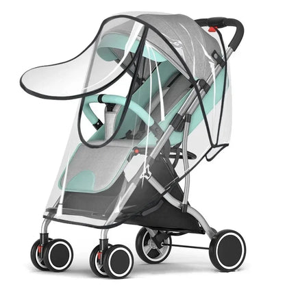 Transparent Stroller Rain Cover with PVC or Zippered EVA Options, Clear Pram Weather Shield with Ventilation Holes for Rainy-Day Family Outings