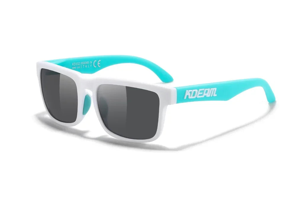 Kids Square Polarized Sunglasses by KDEAM, Lightweight TR90 Frames with Silicone Nose Pads for Boys and Girls Outdoor Play and Travel
