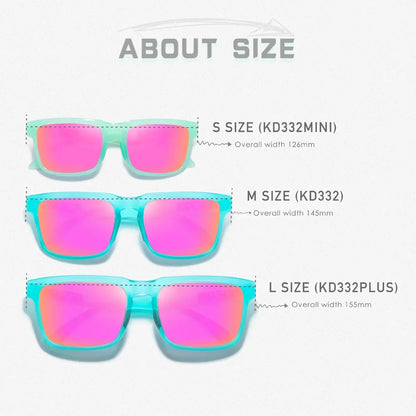 Kids Square Polarized Sunglasses by KDEAM, Lightweight TR90 Frames with Silicone Nose Pads for Boys and Girls Outdoor Play and Travel