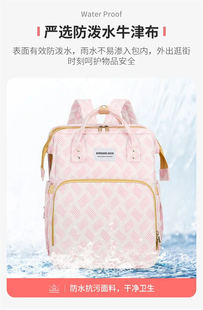 Convertible Diaper Bag Backpack with Fold-Out Changing Area and Stroller Hooks, 30 x 20 x 40 cm Baby Essentials Organizer for Parents