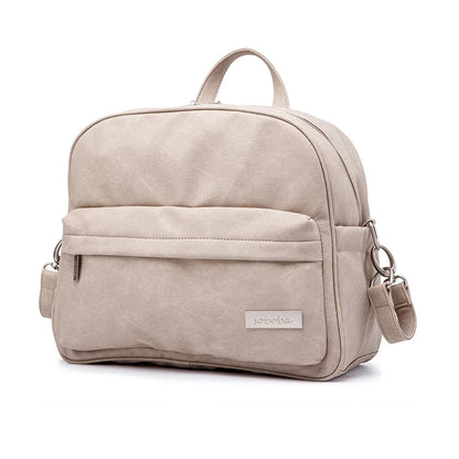 Diaper Bag Backpack by Soboba with Front Zipper Pocket, Top Carry Handle and Solid Color Styling for Baby Care Essentials and Everyday Outings