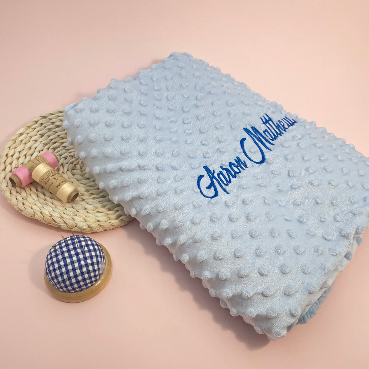 Embroidered Name Baby Blanket and Animal Comforter Options, Personalized Minky Bubble-Texture Keepsake with Single-Item and Two-Piece Gift Choices