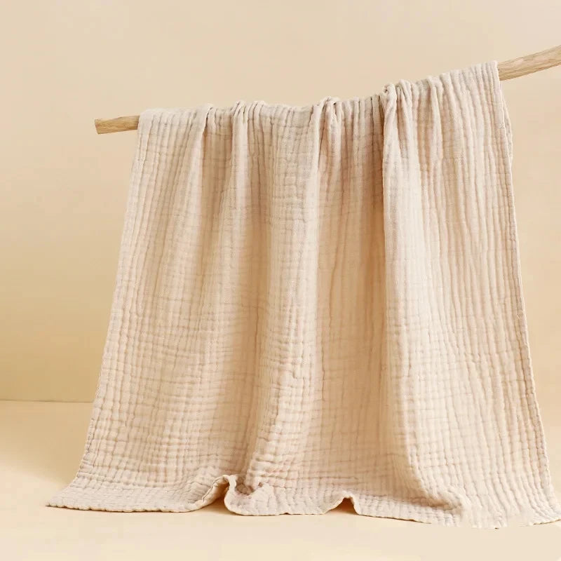 6-Layer Cotton Muslin Baby Bath Towel with Bubble Gauze Texture, Approx. 105 x 105 cm Square Receiving Blanket for Parent-Supervised Care