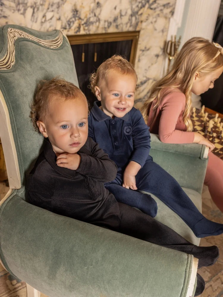 Velour Family Matching Outfits, Girls Jersey and Velour Maxi Dress with Coordinating Boys and Girls Sets and Baby Romper Styles