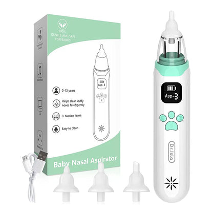 Silicone Tip Baby Nasal Aspirator with Adjustable Electric Suction, Low Noise Handheld Nose Cleaner for Infant and Young Child Care