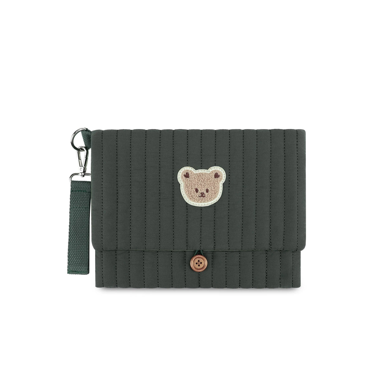 Hanging Diaper Organizer Bag with Foldable Design, Bear Detail and Wrist Strap for Baby Essentials, Everyday Outings and Family Travel