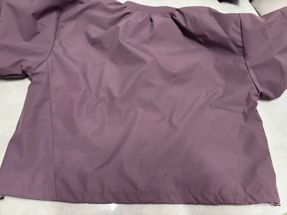Kids Oversized Bomber Jacket with Zip Front, Long Sleeves and Slanted Pockets, Beige or Purple Loose Fit Layer for Spring and Fall Outfits
