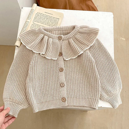Baby Girl Knit Cardigan Sweaters with Long Sleeves, Korean-Style Infant and Toddler Layering Coats in Multiple Designs, Sizes 3M to 3T