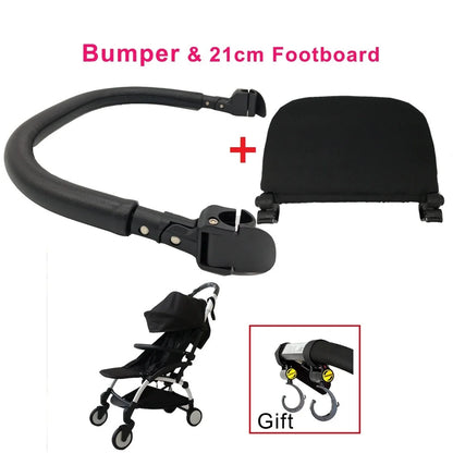 Stroller Armrest and Footrest Set by MomTan, 21 x 32 cm Footboard with PU Leather or EVA Bumper Bar for Compatible YOYO, YOYO2 and YOYO3 Frames
