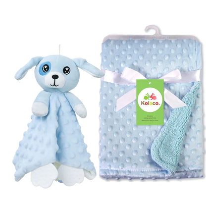 Personalized Minky Baby Blanket and Animal Lovey Options with Custom Name Embroidery, Textured Dot Keepsake for Boys and Girls and Baby Shower Gifts